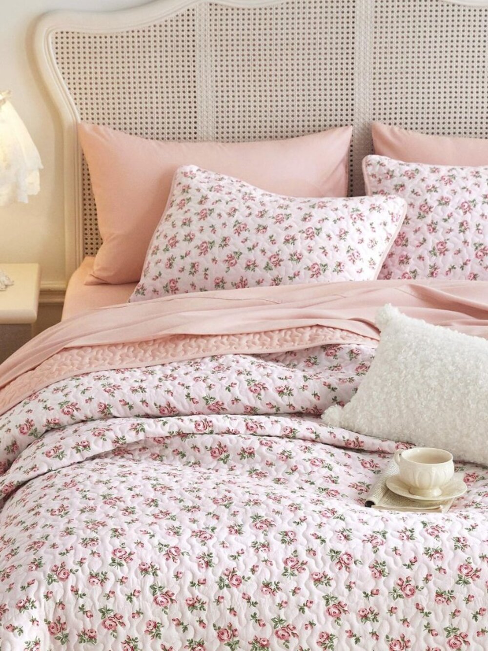 Floral Quilt Set, Pink, Queen/Full